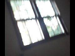Risky Ugly Fat Bitch Rubs Pussy by Window