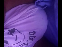 rubbing my breast in his s.