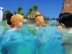 Bleach En La Playa Rukia Follada por Renji Fuertemente Anime Hentai Parodia