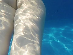 wife thong swimming in pool