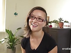 Sweet Sandy Rubs Her Shaved Pussy