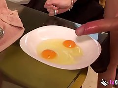 Ainara loves eating cum omelettes for breakfast