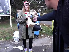 Garbage woman turn to super hot crazy mind blonde hungry for cock