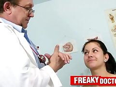 Hot czech brunette Monika gets fingered by daddy doctor