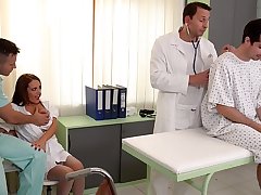 Clinic threesome with Milf Doc Dominica Phoenix leads to double penetration