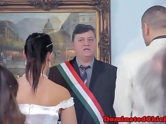 Beautiful bride dominated after the wedding