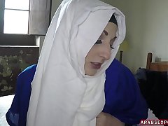 Pretty arab girl sucks him off for cash
