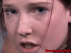 Hair bondage sub face slapped