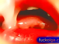 Extreme closeup on cumshots in mouth and lips