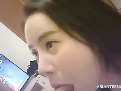 Small-titted Chinese GF in stellar outfit gets fucked