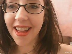 Nerdy amateur brunette gets down and dirty