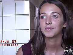 Sexy Tanja Rubs her Hairy Pussy Outdoors