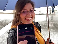 I control her pussy in public with a lovense lush - she moans and is embarassed