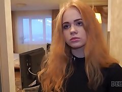 DEBT4k. Collector fucks mouth and twat of sweet lassie for her debts
