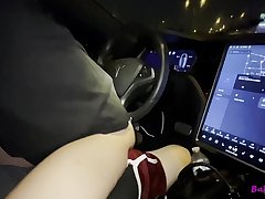 Sexy Cute Petite Teen Bailey Base fucks tinder date in his Tesla while driving - 4k